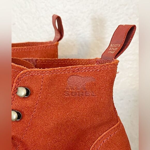 Sorel Hi Line waterproof lace up platform combat boot in orange 8 - Picture 7 of 13